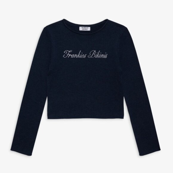 NWT FRANKIES BIKINIS Kennedy Cotton Knit Sweater, Deep Sea Blue, size XS - Picture 4 of 4